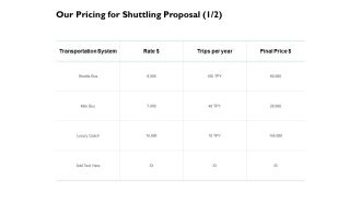 Our Pricing For Shuttling Proposal System Ppt PowerPoint Presentation Slides Graphics