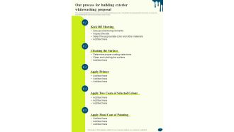 Our Process For Building Exterior Whitewashing Proposal One Pager Sample Example Document