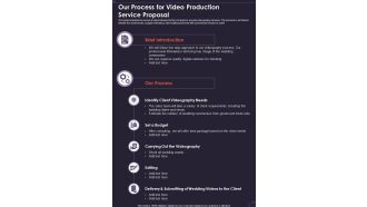 Our Process For Video Production Service Proposal One Pager Sample Example Document