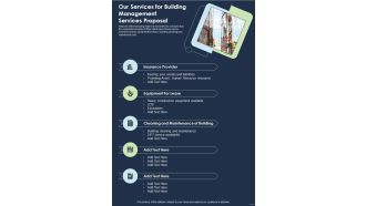 Our Services For Building Management Services Proposal One Pager Sample Example Document
