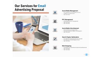 Our Services For Email Advertising Proposal Ppt Visual Aids Outline PDF
