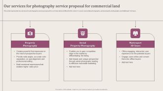 Our Services For Photography Service Proposal For Commercial Land Designs PDF