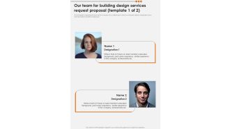 Our Team For Building Design Services Request Proposal One Pager Sample Example Document