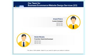 Our Team For Business Ecommerce Website Design Services Management Ppt PowerPoint Presentation Inspiration Guidelines PDF