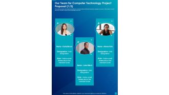 Our Team For Computer Technology Project Proposal One Pager Sample Example Document