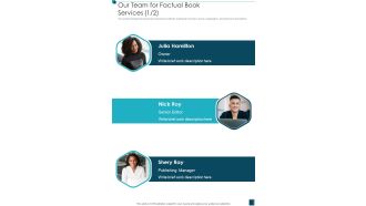 Our Team For Factual Book Services One Pager Sample Example Document