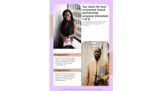 Our Team For How To Present Brand Partnership Proposal One Pager Sample Example Document