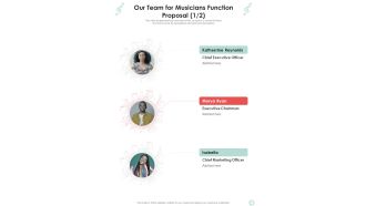 Our Team For Musicians Function Proposal One Pager Sample Example Document