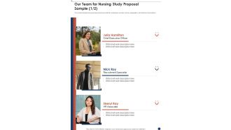Our Team For Nursing Study Proposal Sample One Pager Sample Example Document