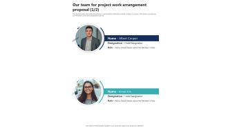 Our Team For Project Work Arrangement Proposal One Pager Sample Example Document