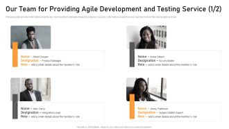 Our Team For Providing Agile Development And Testing Service Introduction PDF