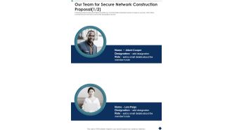 Our Team For Secure Network Construction Proposal One Pager Sample Example Document