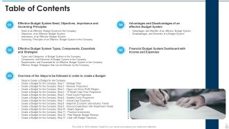 Overview Of An Effective Budget System Components And Strategies Table Of Contents Demonstration PDF