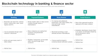 P2P Ledger Blockchain Technology In Banking And Finance Sector Ideas PDF