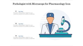 Pathologist With Microscope For Pharmacology Icon Ppt PowerPoint Presentation Model Examples PDF
