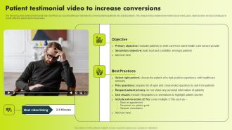 Patient Testimonial Video To Increase Conversions Demonstration PDF