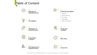 Paysheet Offshoring Company Table Of Content Ppt Pictures Example File PDF