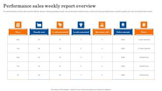 Performance Sales Weekly Report Overview Themes PDF