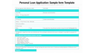 Personal Loan Application Sample Form Template Ppt PowerPoint Presentation File Templates PDF