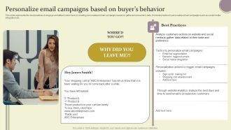 Personalize Email Campaigns Based On Buyers Behavior Ppt Summary Smartart PDF
