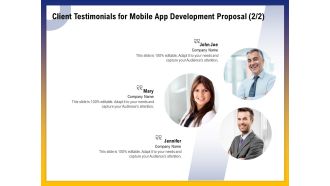 Phone Application Buildout Client Testimonials For Mobile App Development Proposal Management Ppt Styles Format Ideas PDF