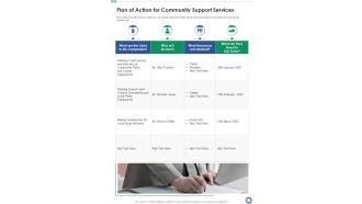 Plan Of Action For Community Support Services One Pager Sample Example Document
