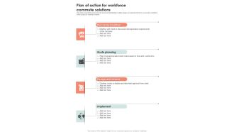 Plan Of Action For Workforce Commute Solutions One Pager Sample Example Document