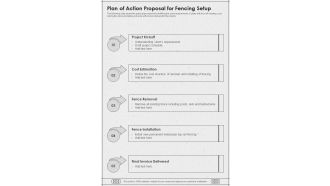 Plan Of Action Proposal For Fencing Setup One Pager Sample Example Document