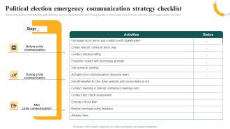 Political Election Emergency Communication Strategy Checklist Elements PDF