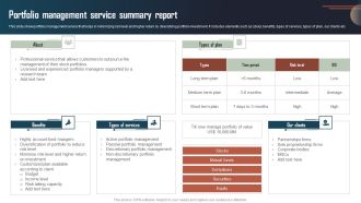Portfolio Management Service Summary Report Slides PDF
