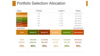 Portfolio Selection Allocation Template 1 Ppt PowerPoint Presentation Infographic Template Guidelines