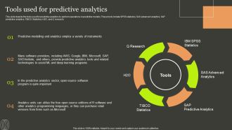 Predictive Analytics Methods Tools Used For Predictive Analytics Formats PDF