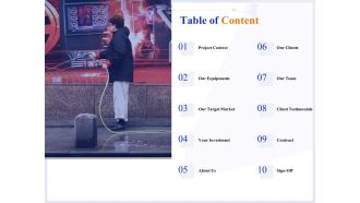 Pressure Cleaning Proposal And Service Agreement Table Of Content Template PDF