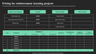 Pricing For Reinforcement Learning Projects Ppt Model Files PDF