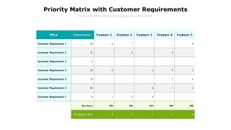Priority Matrix With Customer Requirements Ppt Powerpoint Presentation Summary Graphics Template Pdf
