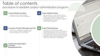 Procedure To Establish Project Administration Program Table Of Contents Procedure Program Ideas PDF