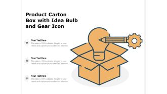 Product Carton Box With Idea Bulb And Gear Icon Ppt PowerPoint Presentation Icon Layouts PDF