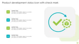 Product Development Status Icon With Check Mark Diagrams PDF