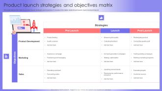 Product Launch Strategies And Objectives Matrix Brochure PDF