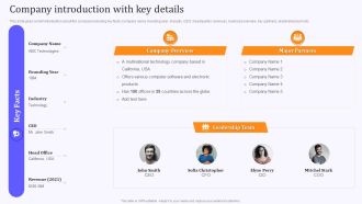 Product Marketing And Awareness Programs Company Introduction With Key Details Graphics PDF