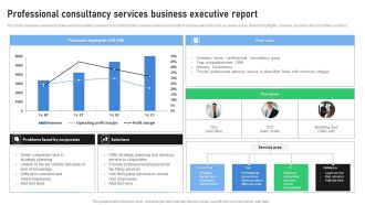 Professional Consultancy Services Business Executive Report Sample PDF