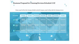 Professional Sanitation Solutions Business Proposal For Cleaning Services Schedule Ppt Inspiration Format Ideas PDF