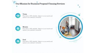 Professional Sanitation Solutions Our Mission For Business Proposal Cleaning Services Ppt Gallery Graphics Design PDF