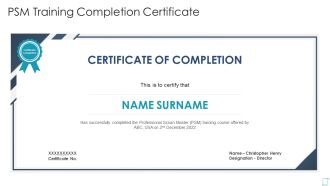 Professional Scrum Master Certification Training Program IT Psm Training Completion Infographics PDF