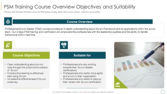 Professional Scrum Master Training IT Psm Training Course Overview Objectives And Suitability Microsoft PDF