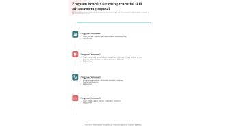Program Benefits For Entrepreneurial Skill Advancement Proposal One Pager Sample Example Document