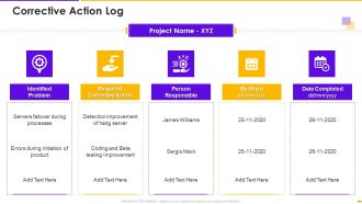 Program Management Timetable Bundle Corrective Action Log Ppt Icon Structure PDF