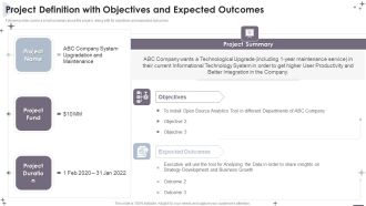 Project Administration Bundle Project Definition With Objectives And Expected Outcomes Formats PDF