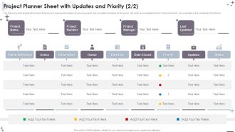 Project Administration Bundle Project Planner Sheet With Updates And Priority Topics PDF
