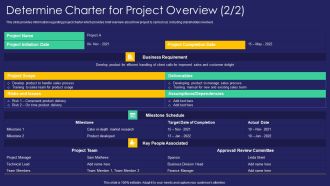 Project Administration Playbook Determine Charter For Project Overview Risks Inspiration PDF